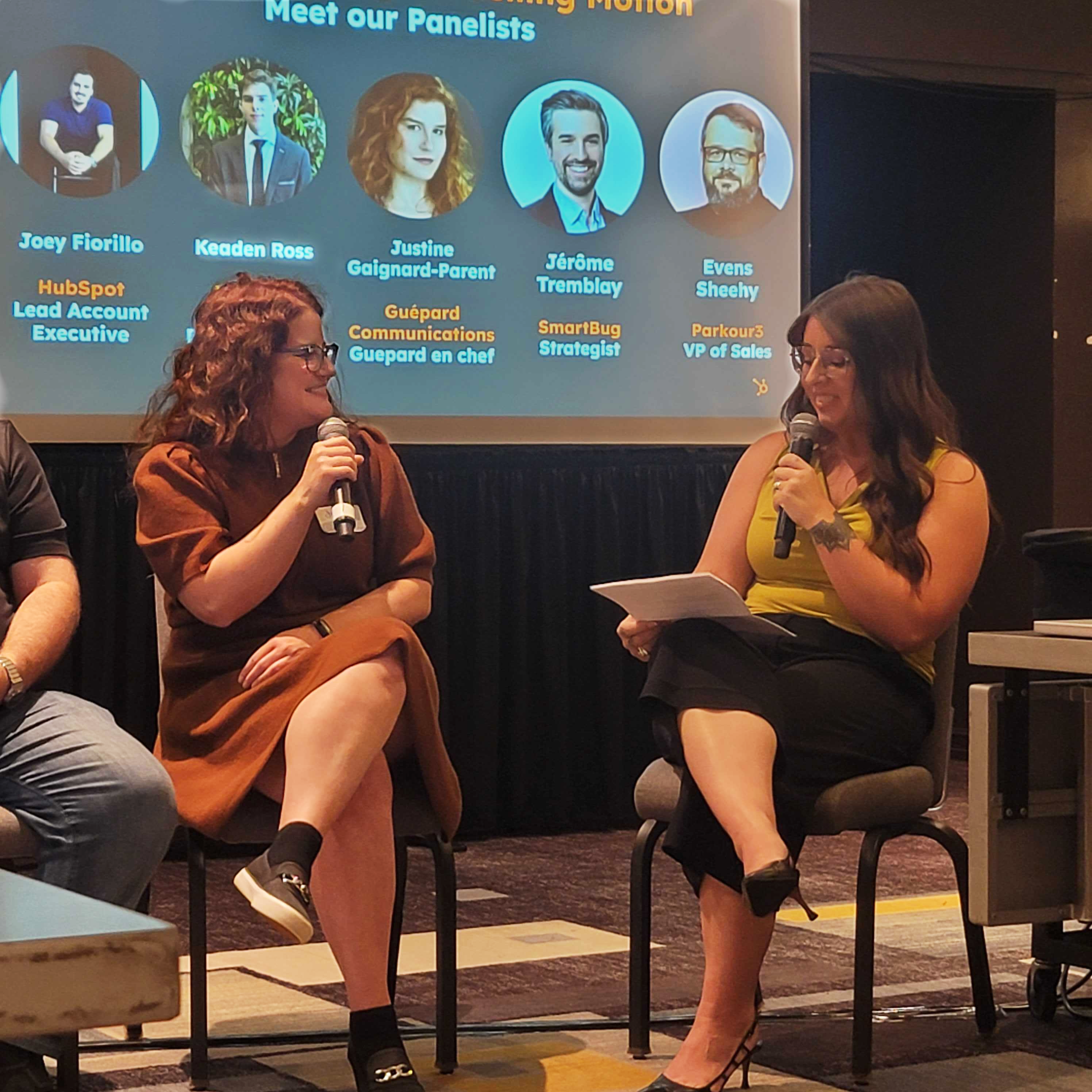 Justine Gaignard-Parent (Guepard) and Taylor Miranda during the Strong Co-Selling Motion Panel at HubSpot Canada Community day 2026